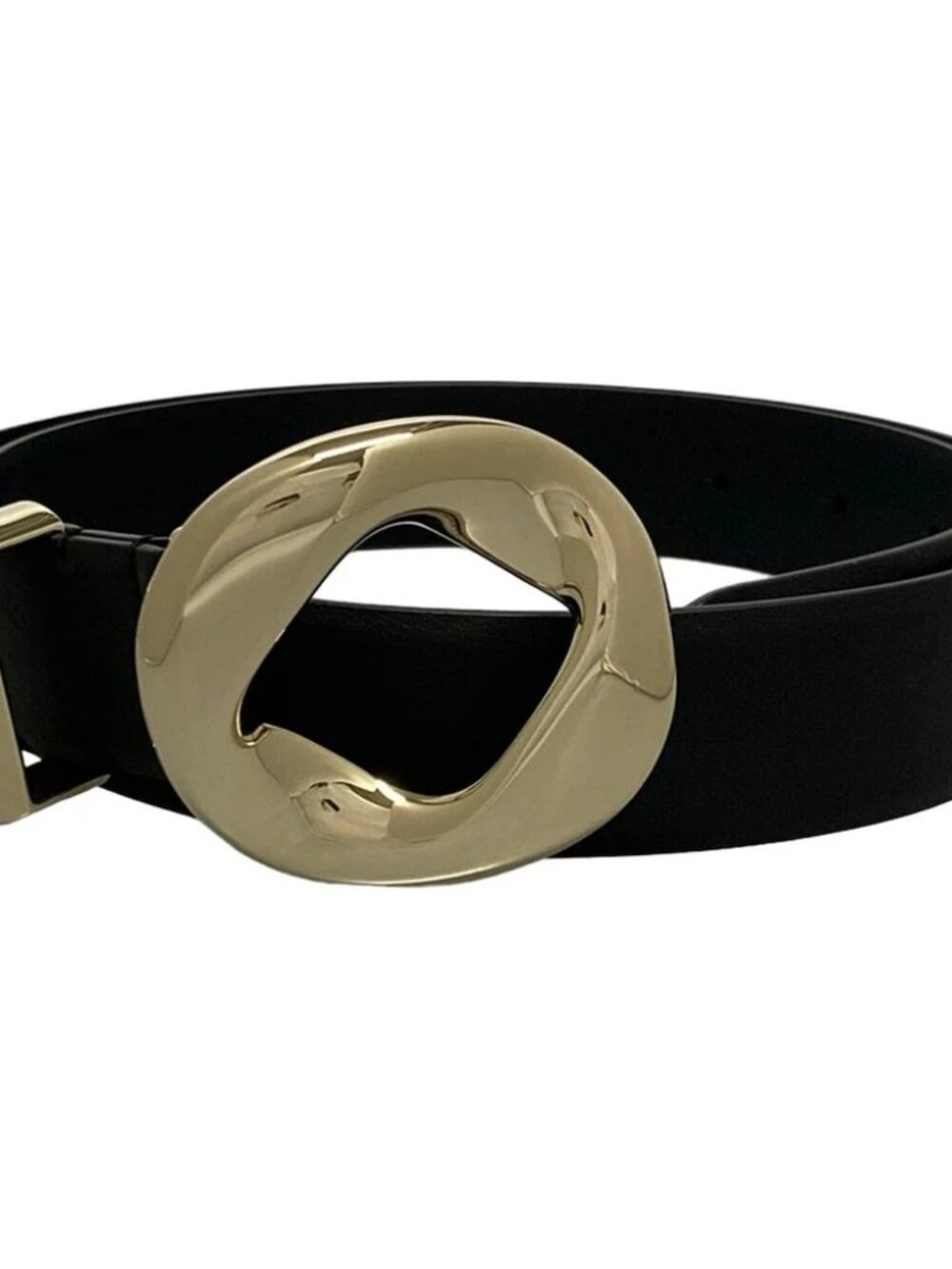 CHANEL Black Gold Calf Skin Hardware Belt